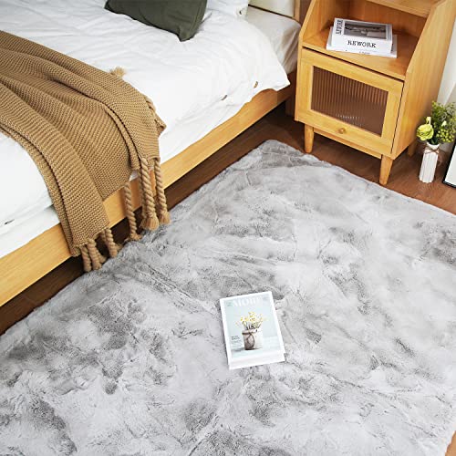 Ultra Soft Faux Rabbit Fur Rug 5x8 (Grey / 5*8Ft)