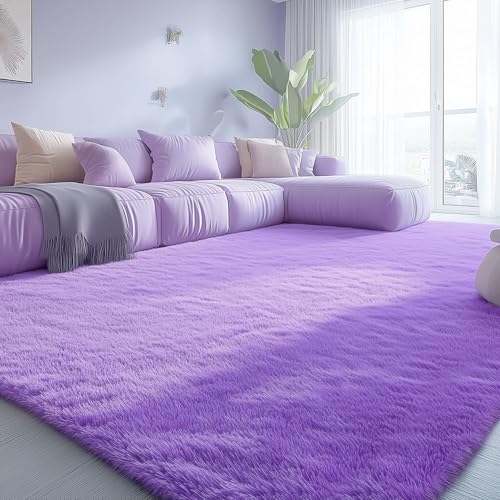 8x10 Machine Washable Large Area Rugs for Living Room (8x10 Ft / Purple)