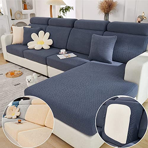 Couch Cushion Covers for Sofa Couch Covers Wear (Texture-gray Blue / Extra Large Single Seat Cover)
