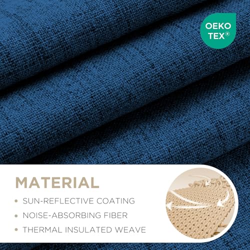 Linen Blackout Curtains for Bedroom (Navy / 100"W x 120"L (Pack of 1))