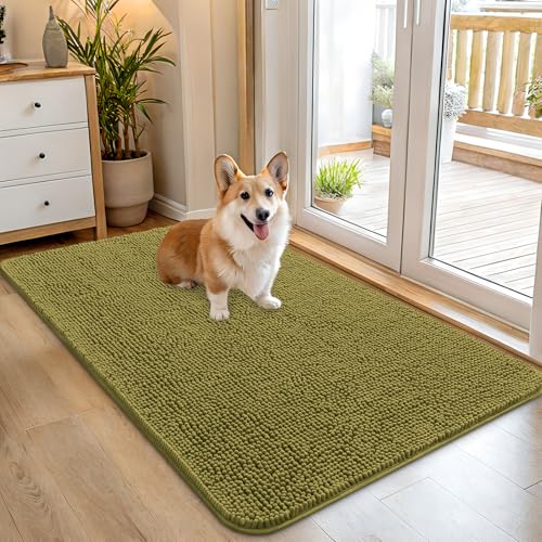 Dog Door Mat for Muddy Paws 45x27 (Willow Green / 45" X 27")