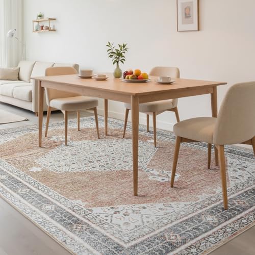 Washable Rugs 8x10 Area Rugs for Living Room (8' x 10' (Rectangular) / Gray-orange-black-green)
