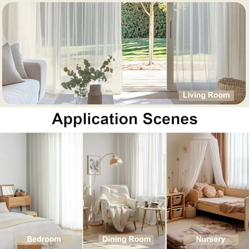 Sheer Curtains 96 Inch Length (Ivory / 42"W x 96"L (Pack of 2))