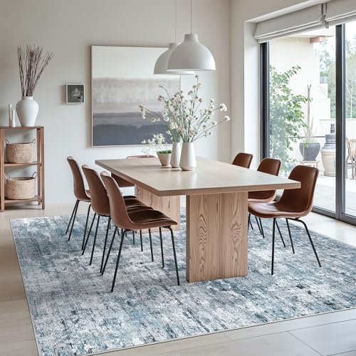 Abstract Rug 8x10 Large Living Room Area Rugs Washable Blue (Blue/Grey / 8' x 10' (Rectangular))