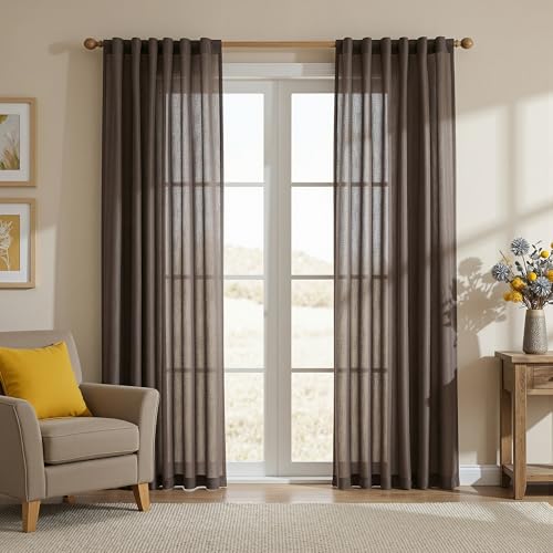 Patio Curtains for Sliding Door 90 inch Length 2 Panels Set (50"W x 90"L (Pack of 2) / Dark Brown)
