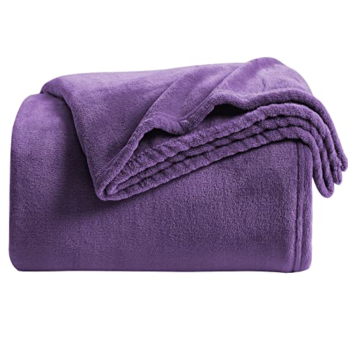 Super Soft Throw Blanket Premium Silky Flannel Fleece Throw Size Purple Microfiber Lightweight Blanket All Season Use (Purple / Throw(50"x60"))