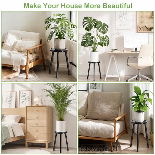 Wood Plant Stands Indoor (Black / 1 Pack)