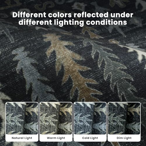 8x10 Retro Washable Area Rugs for Living Room (8' x 10' (Rectangular) / Black-white-blue-brownness)