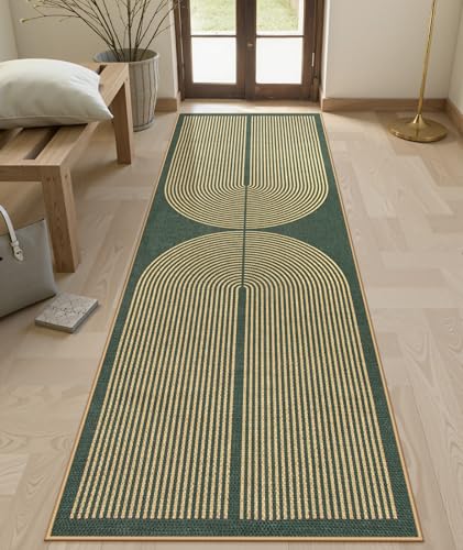 Rainbow Easy Jute Green Kitchen Runner (2'6" x 8' (Runner) / Green Rainbow)