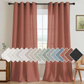Living Room Linen Curtains Semi Sheer Curtains Nickel Grommet Curtain Energy Saving Light Filtering Window Treatments Panels for Bedroom (52"W x 108"L (Pack of 2) / Rust)