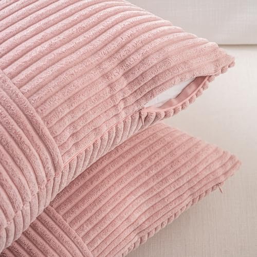2 Packs Blush Pink Samll Decorative Throw Pillow Covers 14x14 Inch with for Couch Bed Sofa (Blush Pink / 14" x 14" (Pack of 2))