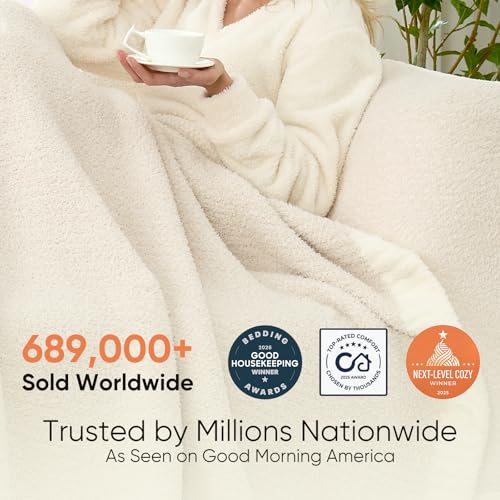 Buttery Ivory Throw Blanket for Couch (Heather Ivory / Throw (50"x60"))
