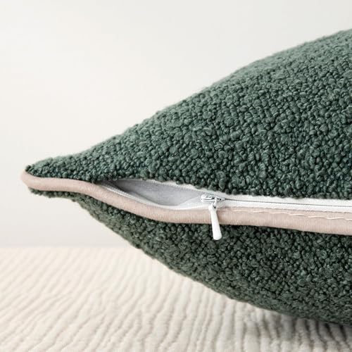 Boucle Throw Pillow Covers for Couch (Green / 24" x 24" (Pack of 2))
