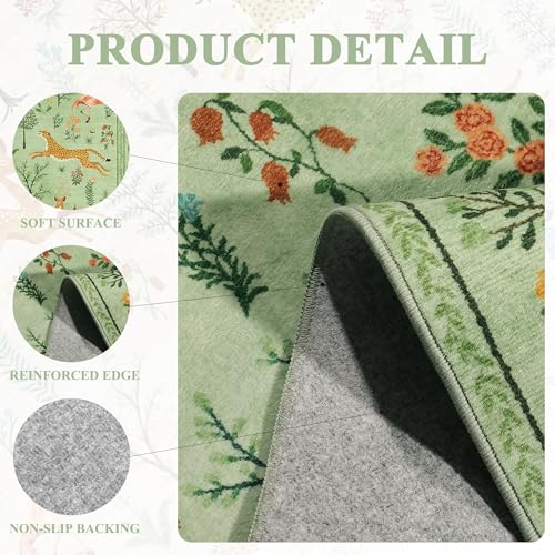3x5 Rug Washable Animal Area Rug for Bedroom Non Slip (Light Green(animal) / 3' x 5' (Rectangular))