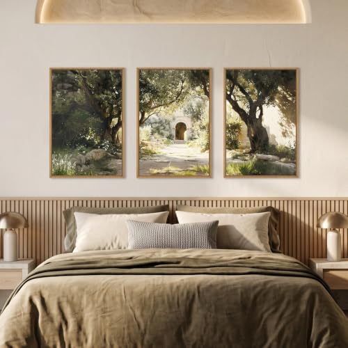 Garden of Gethsemane Landscape Framed Canvas Wall Art (Garden Landscape Wall Art / 24"L x 36"W)