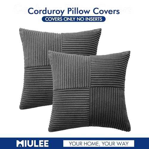 Grey Decorative Throw Pillow Covers for Couch 18x18 Inch (18" x 18" (Pack of 2) / Grey)