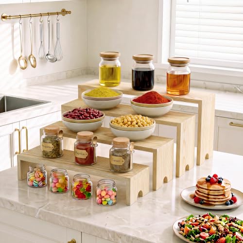 2 Set Wooden Cupcake Stand for Decor (Original Wood / 4 Tiers)