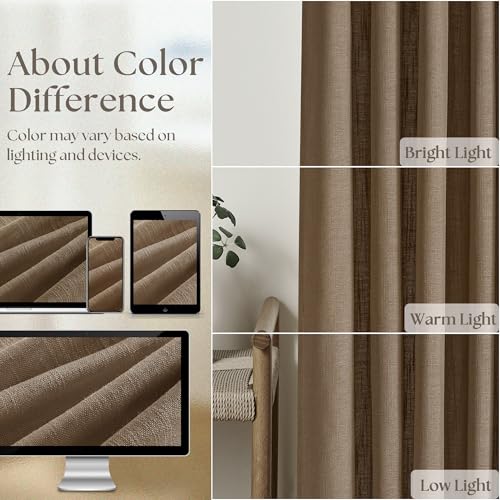 Memory Training 112 Inch Semi Sheer Linen Pleat Window Curtains Dutch Cocoa (Dutch Cocoa / 40"W x 112"L (Pack of 2))