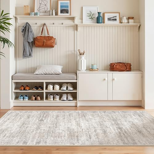 2x6 Runner Rug Non Slip (Brown/Grey/Ivory / 2' x 6' (Runner))