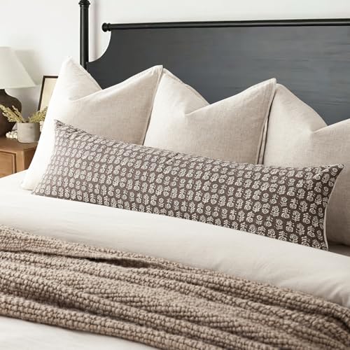 Long Floral Print Lumbar Throw Pillow Covers 14×36 Inch (36" x 14" (Pack of 2) / Chocolate)