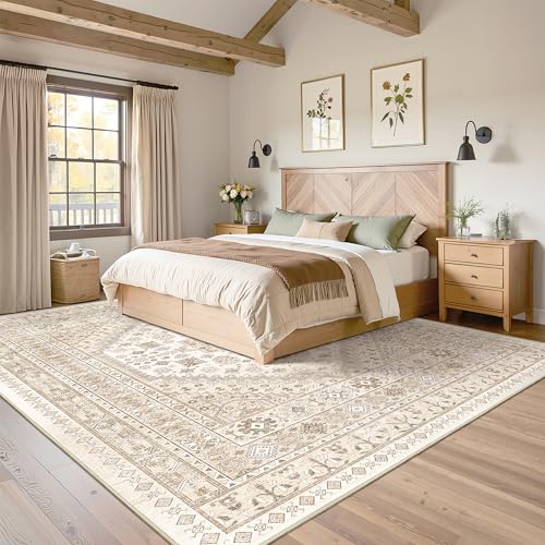 Washable Rugs 8x10 Area Rugs for Living Room (Cream/Beige / 8' x 10' (Rectangular))