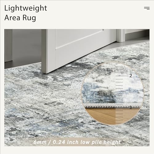 Abstract Rug 5x7 Washable Area Rugs for Living Room (Gray/Blue / 5' x 7' (Rectangular))