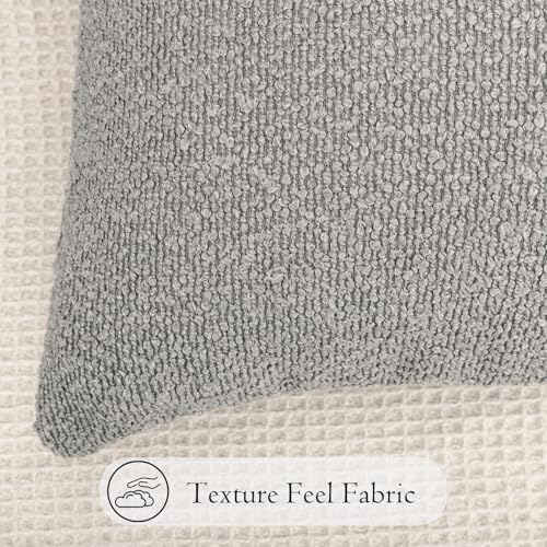 Boucle Lumbar Pillow Cover 12x24 inch Light Gray (Light Gray / 24" x 12" (Pack of 1))