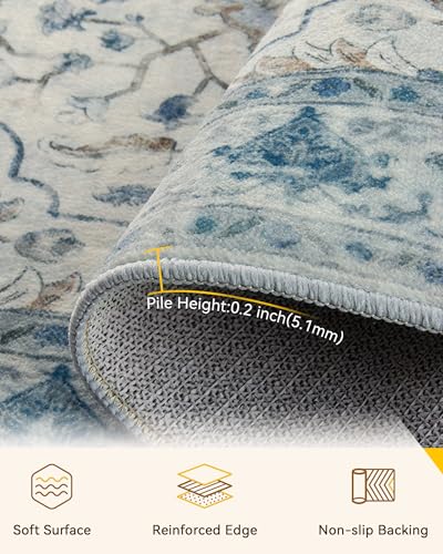 Washable Area Rug (Blue/White/Gray / 5' x 8' (Rectangular))