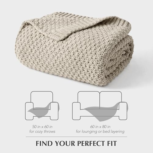 HOME Chunky Chenille Knit Throw Blanket (Warm Gray / 60" X 80")