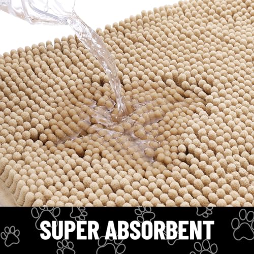 Dog Door Mat for Muddy Paws (40"X32" / Beige and White)