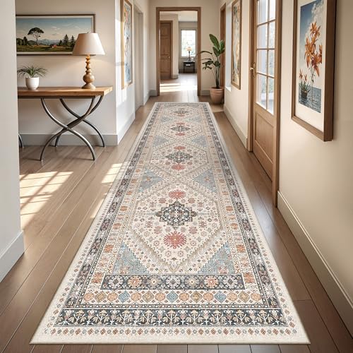 Kitchen Runner Rug Non Slip Washable Rugs 2.5x10 (Blue/Red/Multi / 2'6" x 10' (Runner))