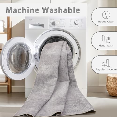 8x10 Washable Area Rugs for Living Room (8' x 10' (Rectangular) / Modern-grey)