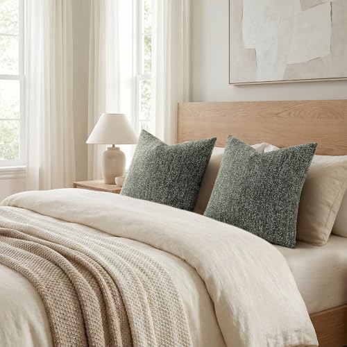 Textured Woven Throw Pillow Covers 20x20 Set of 2 Olive Green (Olive Green / 20" x 20" (Pack of 2))