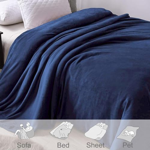 Soft Fleece Blanket Queen Size for Bed (Navy Blue / Queen (90" x 90"))