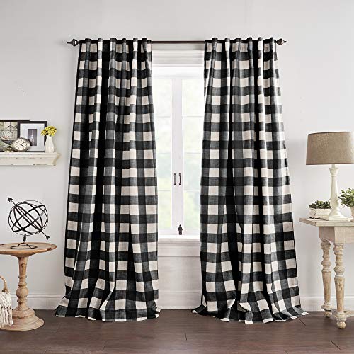 Grainger Buffalo Check Blackout Window Curtain (Black / 52"W x 95"L (Pack of 1))