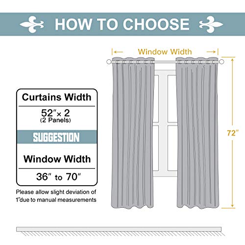 100% Blackout Curtains for Bedroom 72 Inches Long 2 Panels Set (52"W x 72"L (Pack of 2) / Royal Purple)