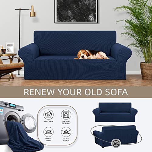 Stretch Loveseat Couch Cover (Navy Blue / Medium)