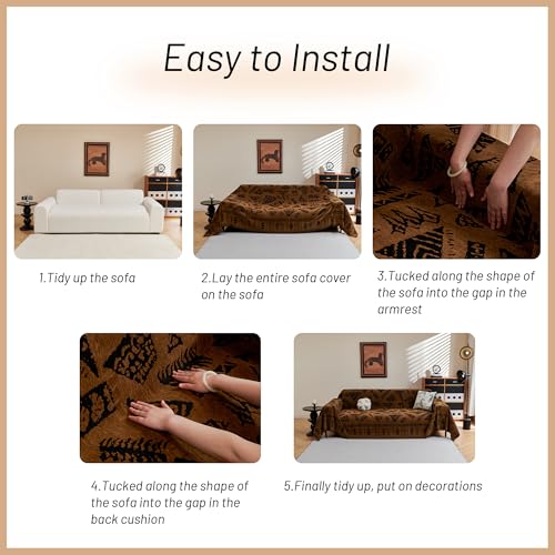 Boho Couch Cover Sofa Covers (71" x 118" / 10# Coffee Pattern)