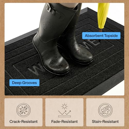 WeatherMAX Door Mat (Black Welcome / 29" x 17")