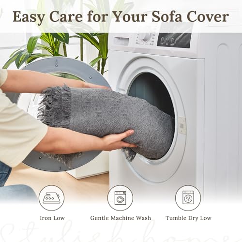 2 Piece Sectional Couch Cover for L Shape Sofa Dark Grey L (Dark Grey / Large)