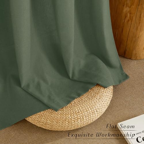 Forest Green Linen Curtains for Kitchen (Forest Green / 55"W x 84"L (Pack of 2))