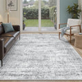 5x7 Area Rugs Grey Low Pile Washable Trendy Faded Style Rug (Grey / 5' x 7' (Rectangular))