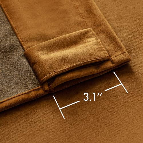Velvet Curtains 52x108 inches 2 Panels Gold Brown Blackout Curtains (Golden Brown / 52"W x 108"L (Pack of 2))