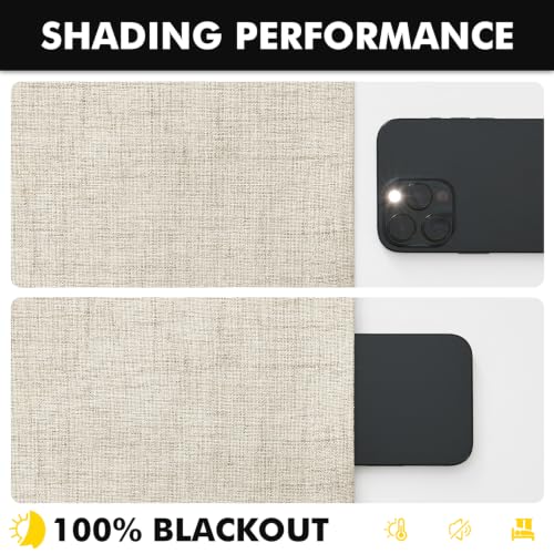 100% Blackout Linen Curtains 42 x 90 Inch Butter Cream 2 Panels (Butter Cream / 42"W x 90"L (Pack of 2))