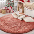 Rust Red Round Rugs for Bedroom (4 Ft Round / Rust Red)