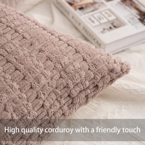 Pack of 2 Corduroy Decorative Throw Pillow Covers 24x24 Inch (Light Brown / 24" x 24" (Pack of 2))