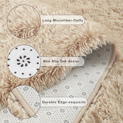 Soft Area Rugs for Bedroom Living Room Plush Fluffy Rug 3x5 Feet (Camel / 3' x 5' (Rectangular))
