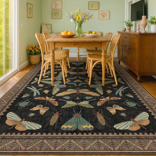 Large Black Rug for Living Room (9' x 12' (Rectangular) / Black / Multi)