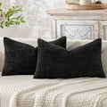 Decorative Lumbar Throw Pillow Covers 12x20 Inch Black 2 Pack (20" x 12" (Pack of 2) / Black)