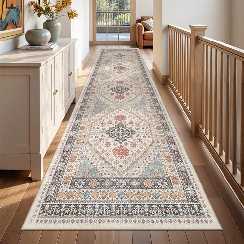 Kitchen Runner Rug Non Slip Washable Rugs 2.5x10 (Blue/Red/Multi / 2'6" x 10' (Runner))